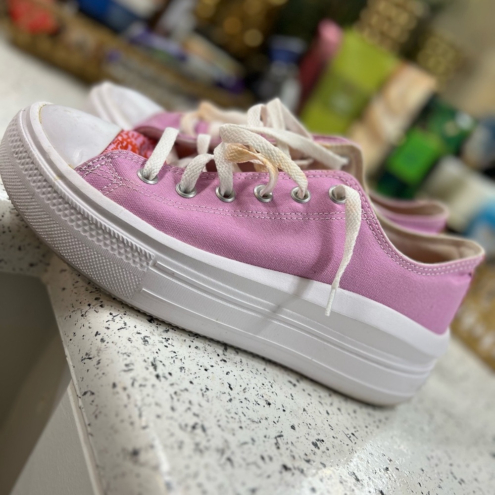 Converse All Star Move Platform Pink Canvas Sneakers